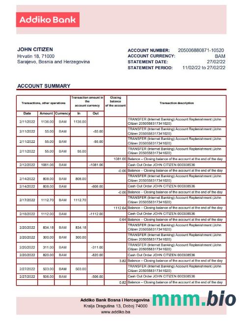 Bośnia I Hercegowina szablon Oświadczenia Asa Banka w programie Word i PDF